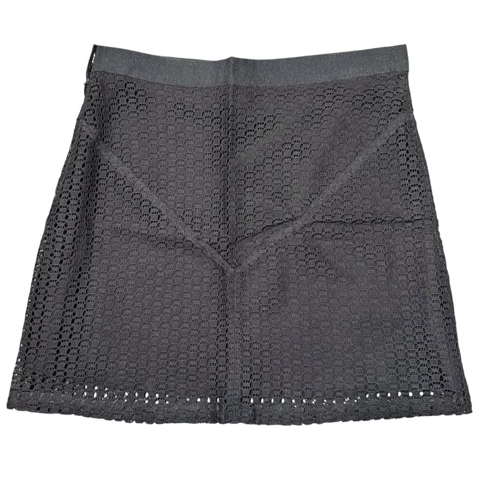 Wes Gordon Mini Skirt Black Lace Crochet Overlay Silk Lined Goth Chic Size 4